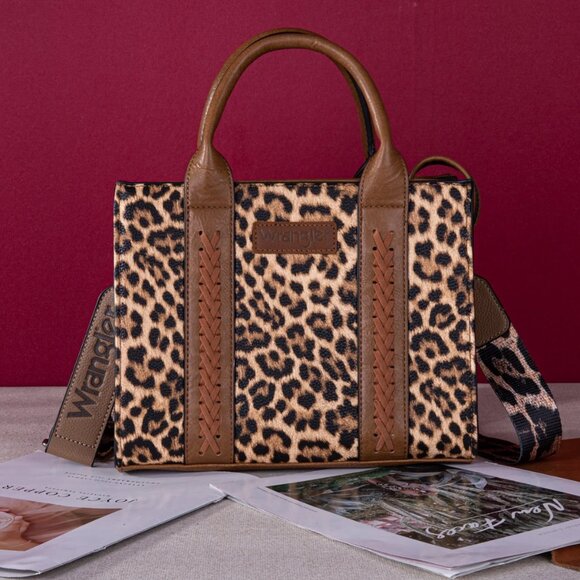 NWT Wrangler Tote Bag, Designer Satchel Handbag, Top Handle, Strap, True Leopard - Picture 4 of 6